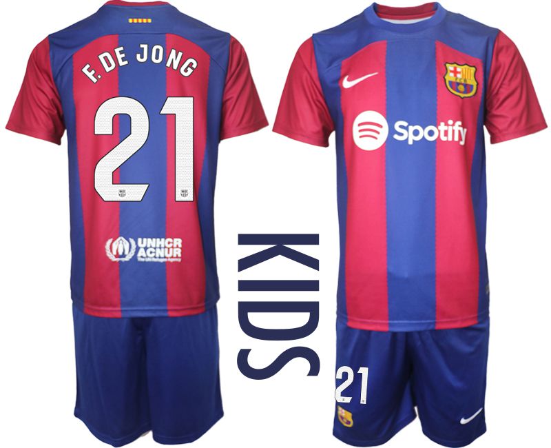 Youth 2023-2024 Club Barcelona home red #21 Soccer Jersey